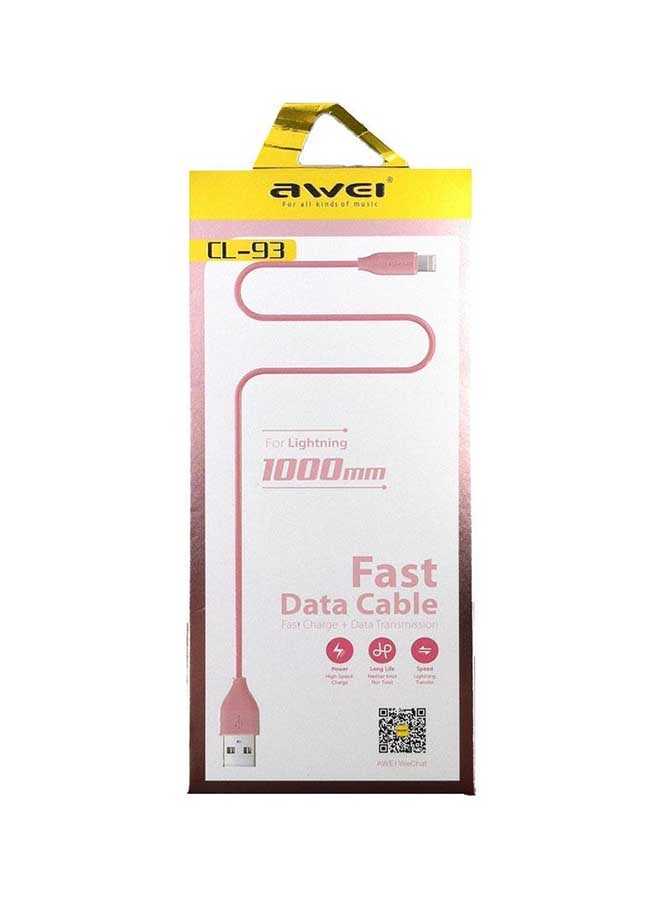 Awei Lightning Data Cable Pink - Image 2
