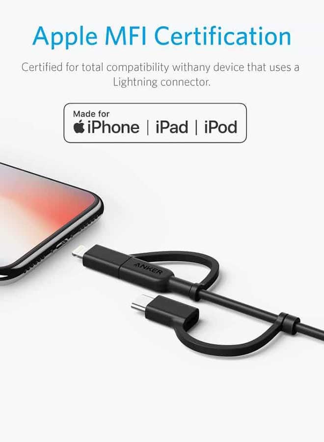 Anker - 3-In-1 Power Line II Data Cable 3ft Black - Image 1