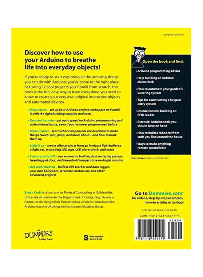 Arduino Projects For Dummies (for Dummies Series) Paperback English by Brock Craft - 05 Jul 2013