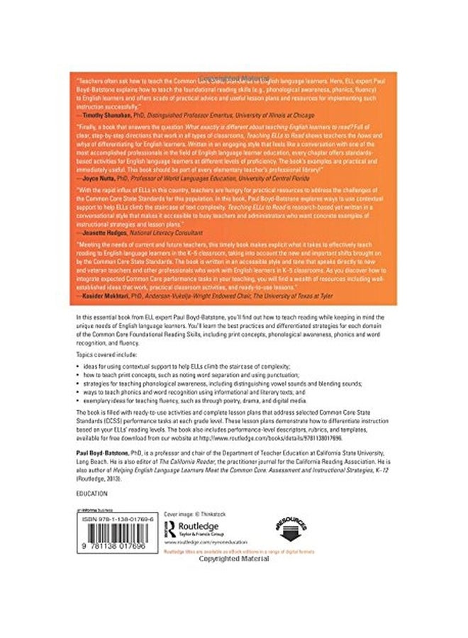 Teaching ELLs To Read: Strategies To Meet The Common Core - K-5 Paperback English by Paul Boyd-Batstone - 02 Jun 2015  - Image 2