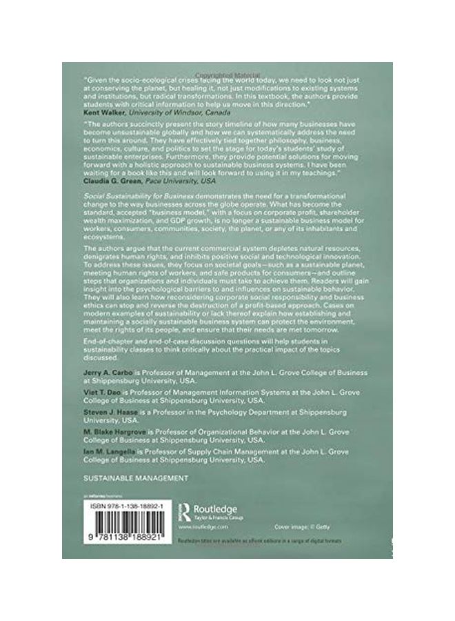 Social Sustainability For Business paperback english - 26 Aug 2017 - Image 2