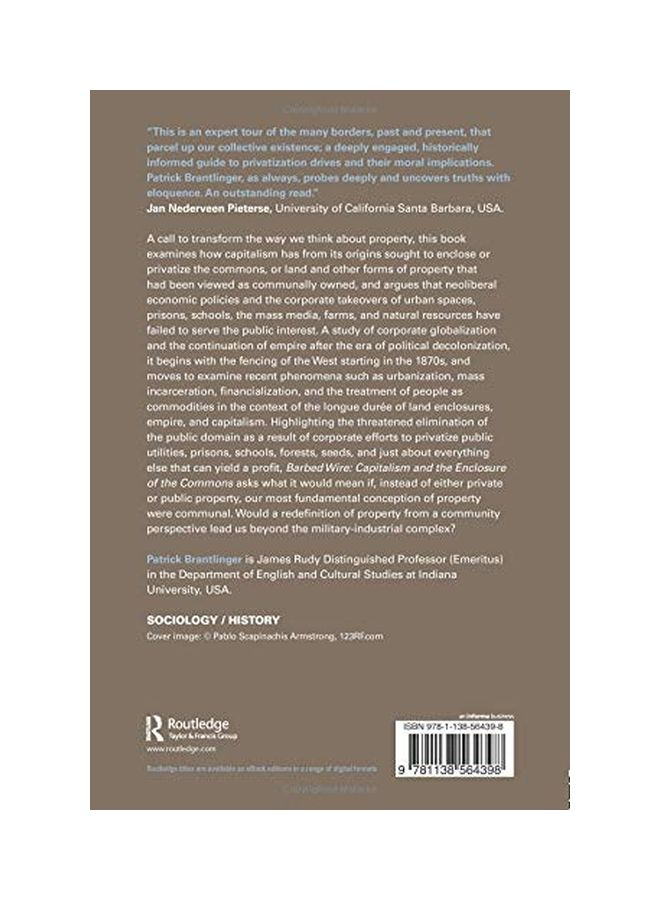Barbed Wire: Capitalism And The Enclosure Of The Commons Paperback English by Brantlinger, Patrick - 07 Dec 2017 - Image 2