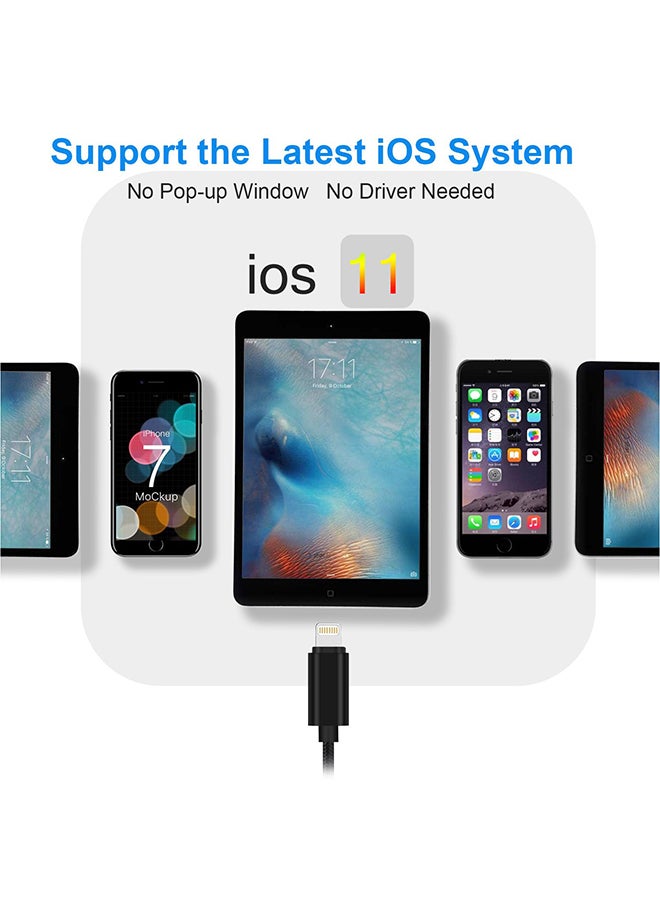 Olliwon - Lightning Port To 3.5 mm Aux Cable Black - Image 1