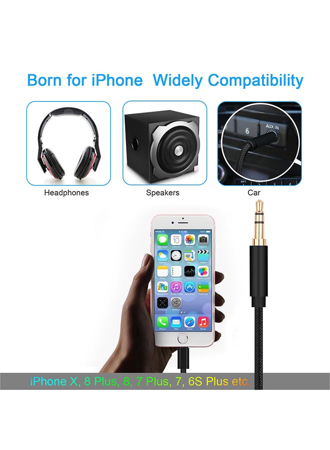 Olliwon - Lightning Port To 3.5 mm Aux Cable Black - Image 1