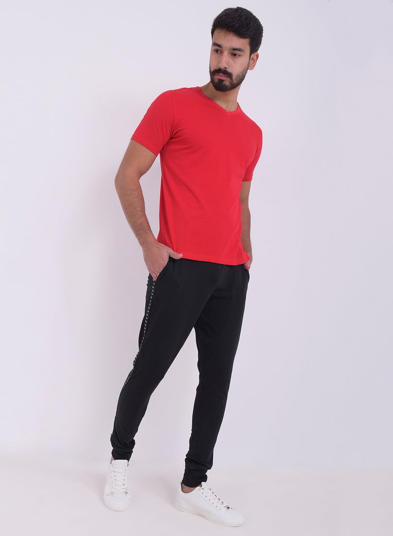 Basix Mid-Rise Elastic Waist Comfy Sweatpants Black - Image 1