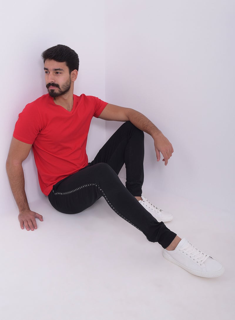 Basix Mid-Rise Elastic Waist Comfy Sweatpants Black - Image 3