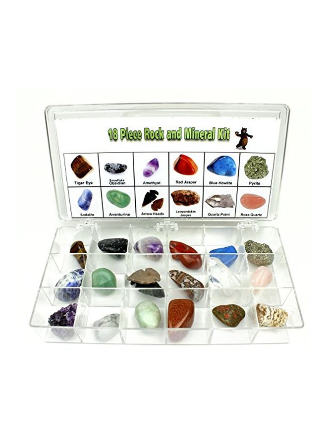 Dancing Bear 18-Piece Educational Rock And Mineral Collection Book - Image 1