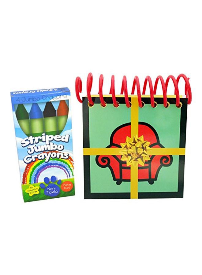 Handcrafted Handy Dandy Notebooks Birthday Notebook With Striped Jumbo Crayons Set Green/Red/Black  - Image 4