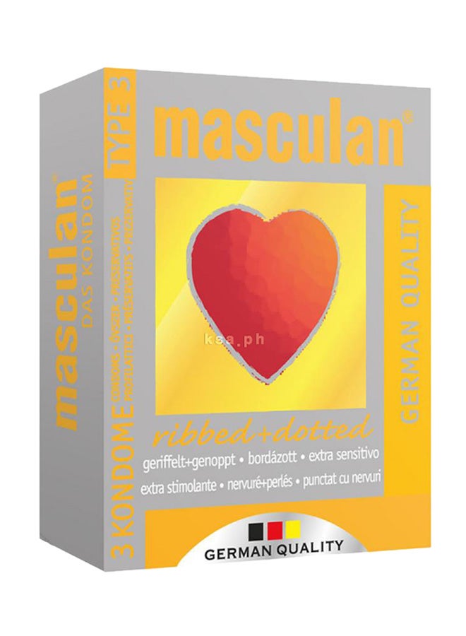 masculan 3-Piece Masculan Rib Dotted Condom 