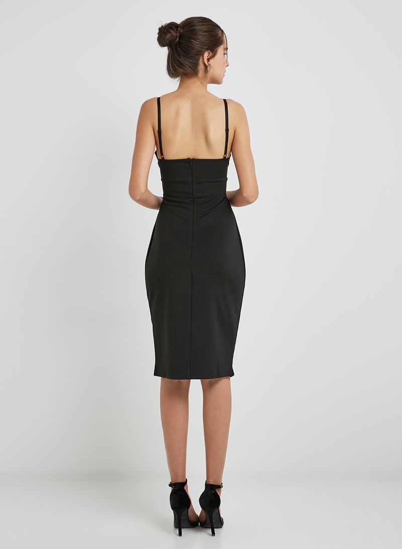 ZERESOUQ - Surplice Cut Out  Midi Dress Black - Image 1