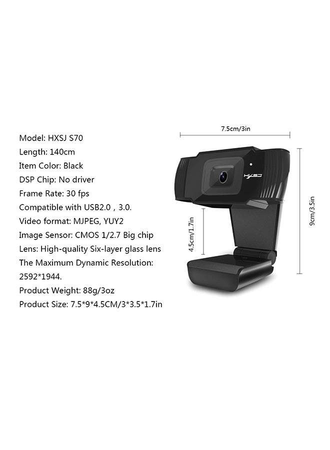 HXSJ C-600 HD Autofocus Web Camera Black  - Image 3