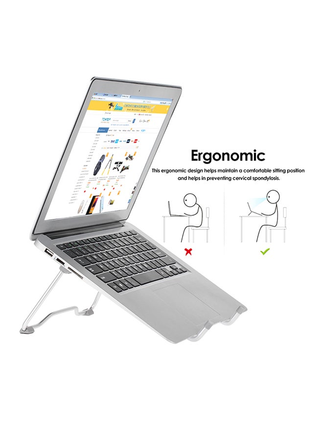 Generic - Portable Laptop Stand Foldable Holder Notebook Support Adjustable Desktop Bracket Grey - Image 1