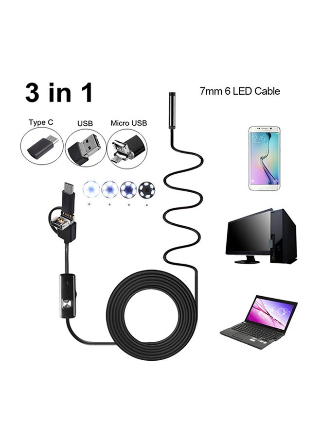 Generic - 3 In 1 Inspection Camera Borescope Type-C & Micro Usb & Usb Endoscope Waterproof Ip67 For Android Phones Pc 3.5M - Image 1