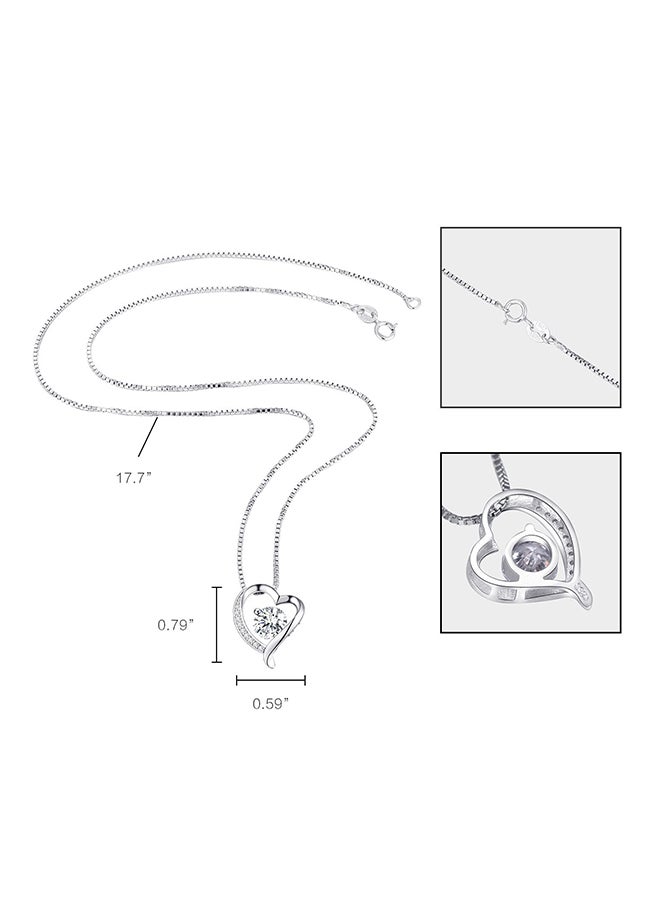 CYTHERIA - 925 Sterling Silver Forever Love Heart Pendant Necklace And Earrings Set - Image 1