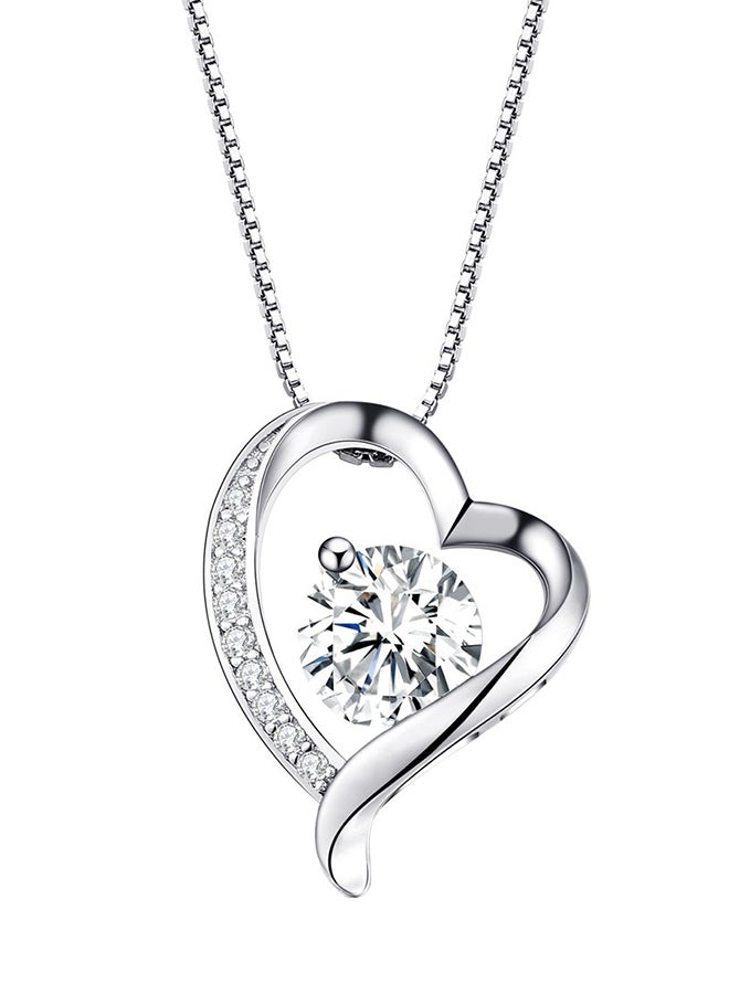 CYTHERIA - 925 Sterling Silver Forever Love Heart Pendant Necklace And Earrings Set - Image 1