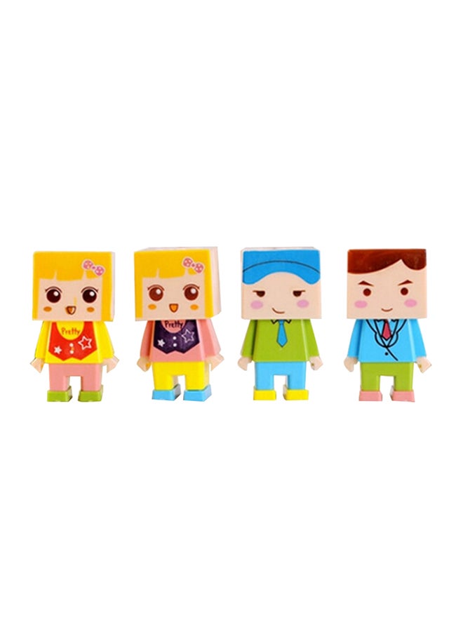 4-Piece Double Hole Pencil Sharpener With Eraser Multicolour - Image 1