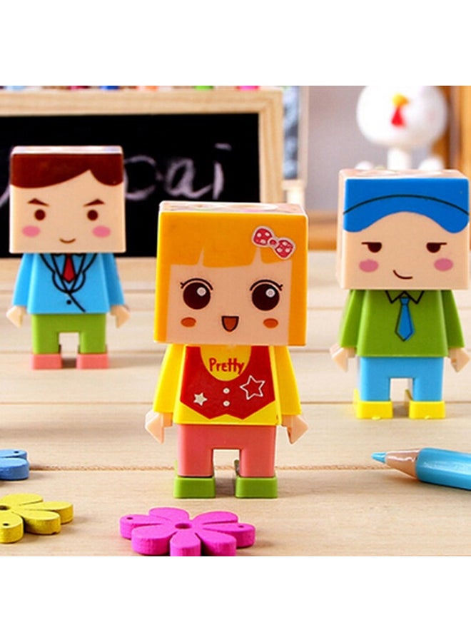 4-Piece Double Hole Pencil Sharpener With Eraser Multicolour - Image 2