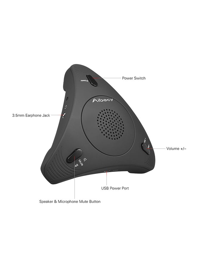 Aibecy - USB Desktop Computer Conference Omnidirectional Condenser Microphone Mic Speaker Speakerphone 360° Audio Pickup Plug & Play for Business Video Meeting Black - Image 1