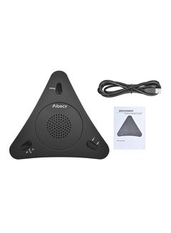 USB Desktop Computer Conference Omnidirectional Condenser Microphone Mic Speaker Speakerphone 360° Audio Pickup Plug & Play for Business Video Meeting Black