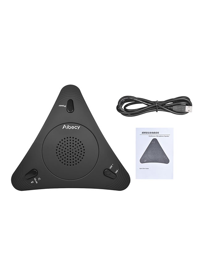 Aibecy - USB Desktop Computer Conference Omnidirectional Condenser Microphone Mic Speaker Speakerphone 360° Audio Pickup Plug & Play for Business Video Meeting Black - Image 1