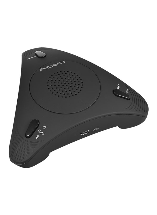 Aibecy - USB Desktop Computer Conference Omnidirectional Condenser Microphone Mic Speaker Speakerphone 360° Audio Pickup Plug & Play for Business Video Meeting Black - Image 1