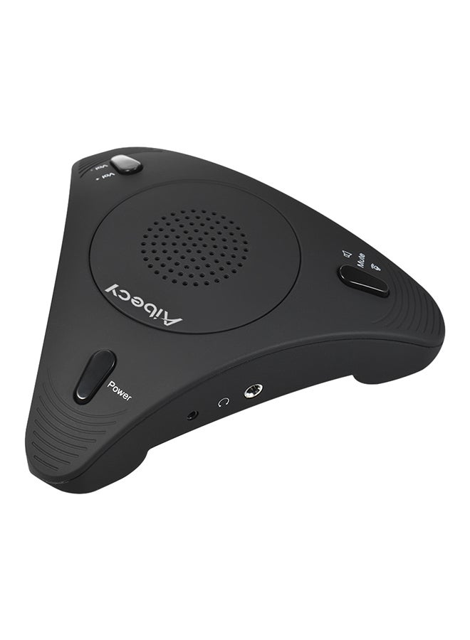 Aibecy - USB Desktop Computer Conference Omnidirectional Condenser Microphone Mic Speaker Speakerphone 360° Audio Pickup Plug & Play for Business Video Meeting Black - Image 1