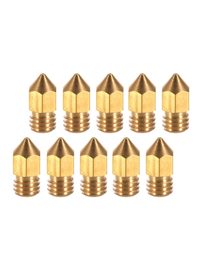 Creality 3D 10-Piece Printer Extruder Brass Nozzle Print Head Set Gold - Image 1