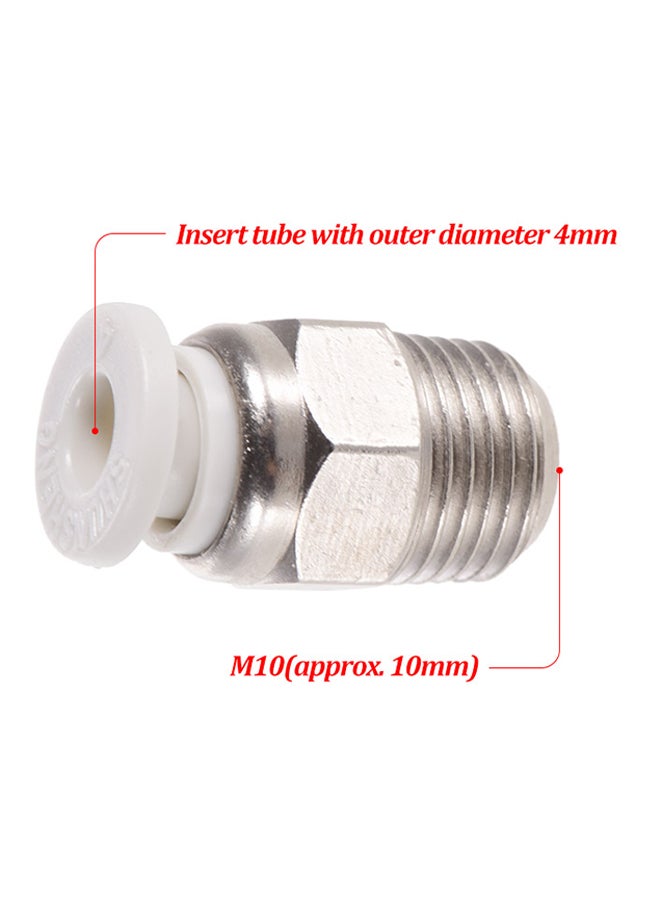 Creality 3D - PC4-M10 Male Pneumatic Tube Push Fitting Connector Silver - Image 1