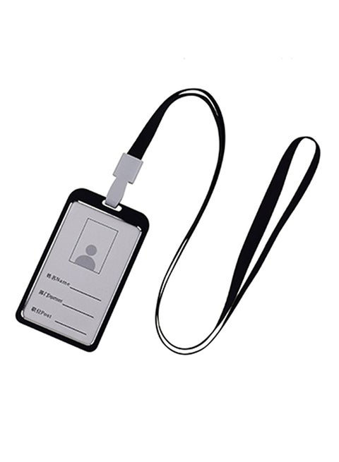 Vertical Style Lanyard ID Card Holder Black