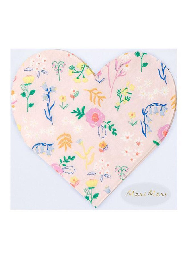 Meri Meri 20-Piece Wildflower Heart Shaped Plate Set  - Image 2