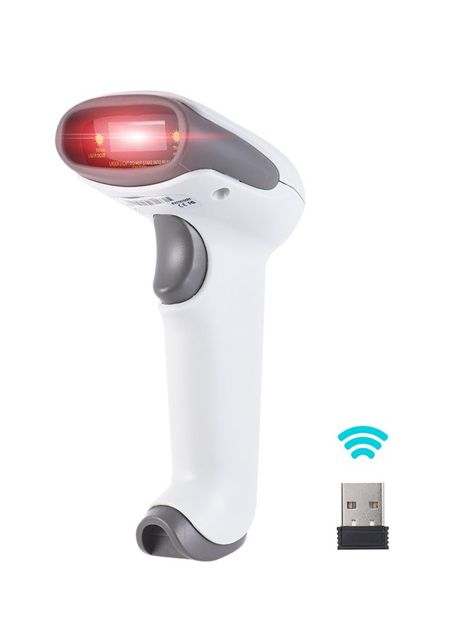 Generic Wireless Bar Code Scanner With Receiver White  - Image 1