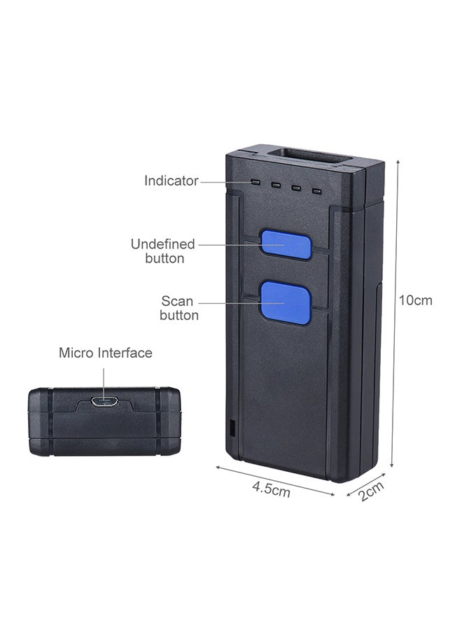 ماسح رمز شريطي لاسلكي يعمل بتقنية البلوتوث أسود - Image 2