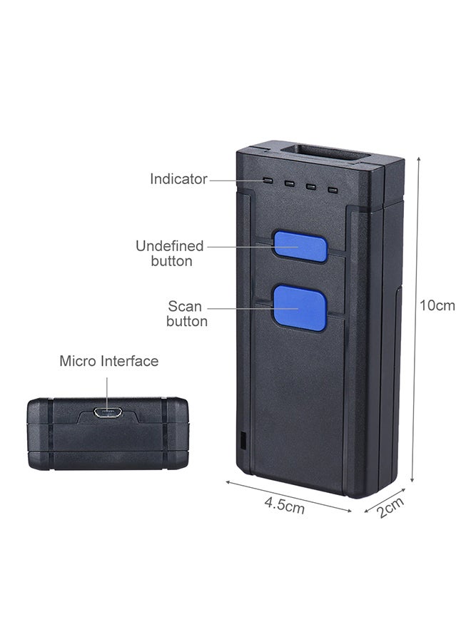 ماسح رمز شريطي لاسلكي يعمل بتقنية البلوتوث أسود - Image 2