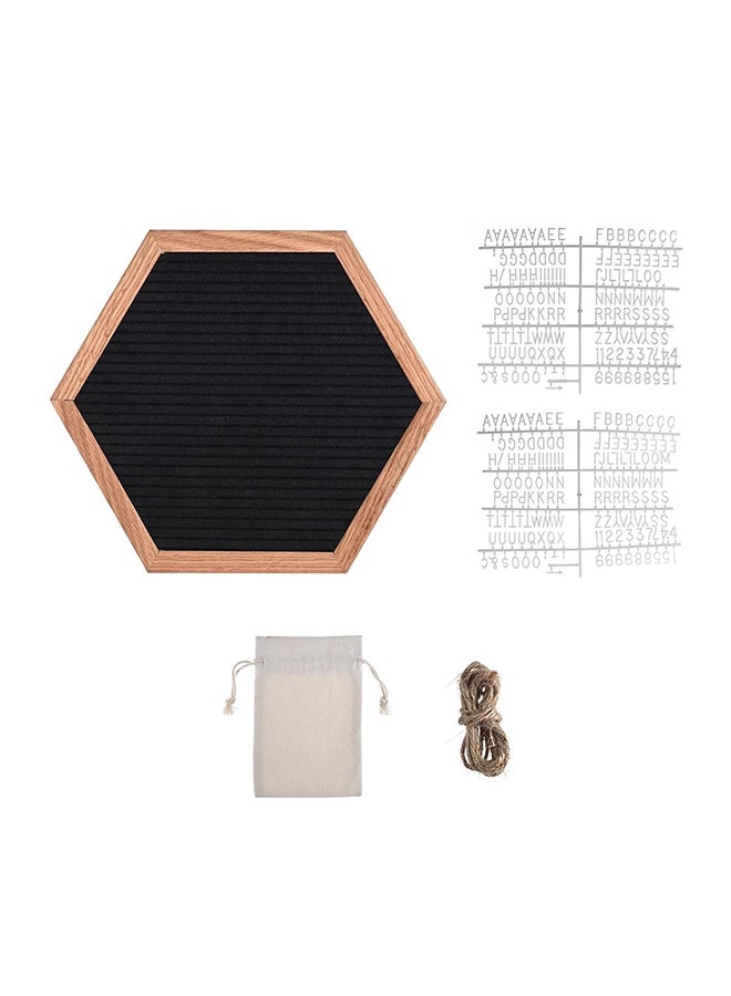 Generic Hexagon Oak Framed  Decor Board With Changeable Letters Black/Brown  - Image 1