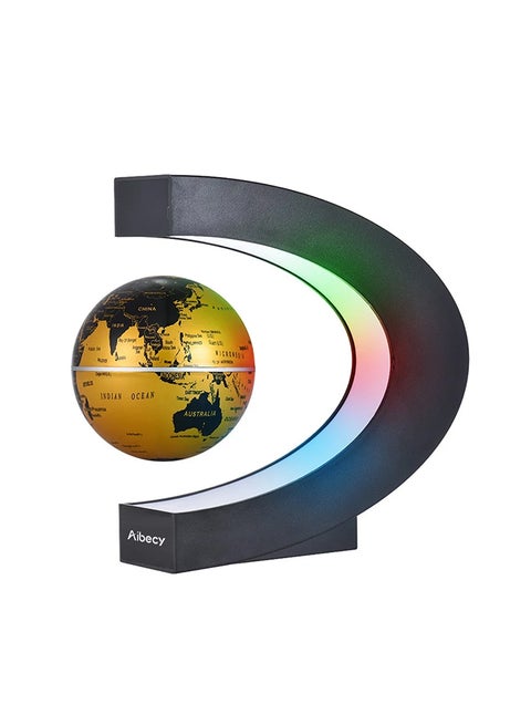 C-Shaped Magnetic Levitation Floating LED World Map Globe Multicolour