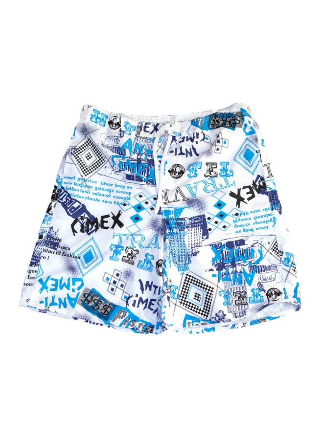 Vincent Printed Swim Shorts White/Blue/Black - Image 1
