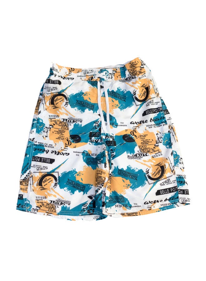 Vincent Printed Swim Shorts White/Orange/Blue - Image 1