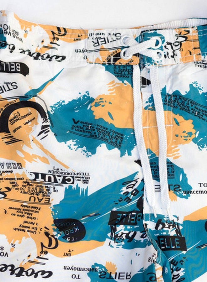Vincent Printed Swim Shorts White/Orange/Blue - Image 2