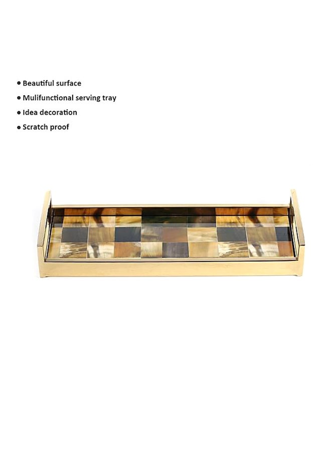توراتس صينية بحوض مستطيل مع خطوط قرنية ذهبي/ أسود/ بني 16.5x2.4x6.3بوصة - Image 5
