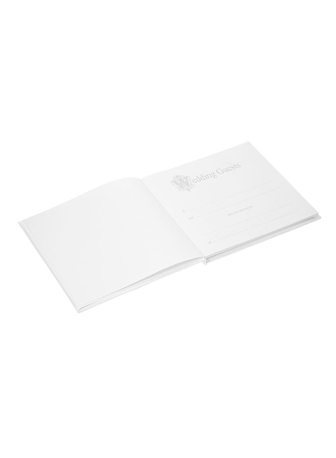Generic Floral Satin Cover Wedding Guest Book White  - Image 2