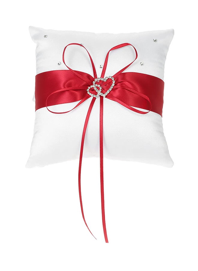 Satin Ring Bearer Pillow And Wedding Flower Basket Set Red/White 22.5 x 13 x 12centimeter  - Image 2
