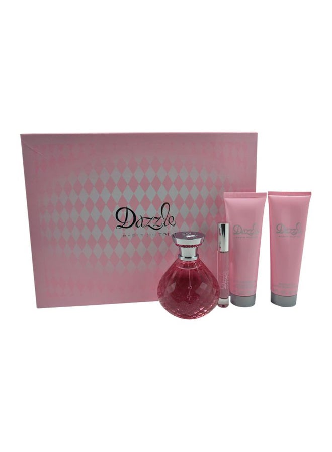 Paris Hilton Dazzle Gift Set (EDP Spray 4.2 Oz, Bath And Shower Gel 3 Oz, EDP Rollerball-0.34 Oz, Body Lotion 3 Oz)