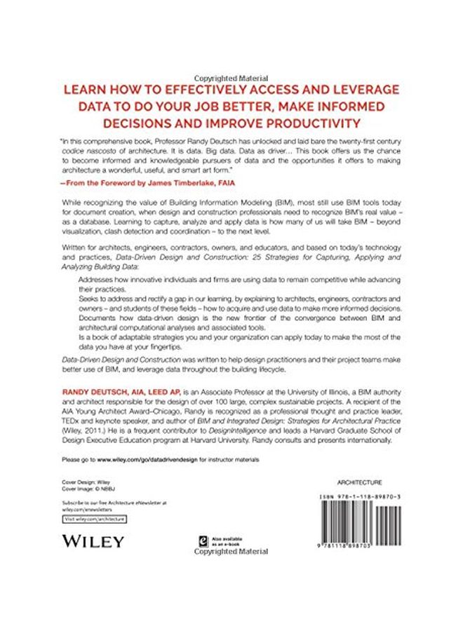 Data-Driven Design And Construction: 25 Strategies For Capturing, Analyzing And Applying Building Data hardcover english - 12 Oct 2015  - Image 2