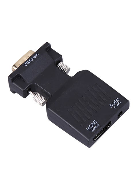 محول فيديو لتوصيل منفذ VGA ذكر إلى منفذ HDMI أنثى مزود بمقبس كابل صوت أسود