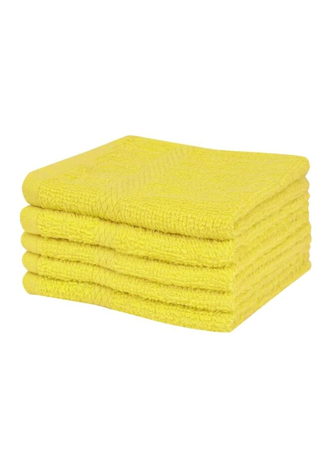 4-Piece Cotton Towel Set Yellow 30x30cm