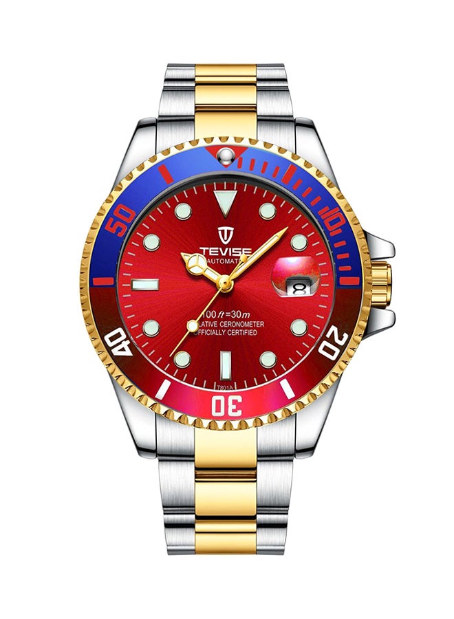 ساعة يد كوارتز بعقارب وسوار من الستانلس ستيل طراز T801 quartz SGR men