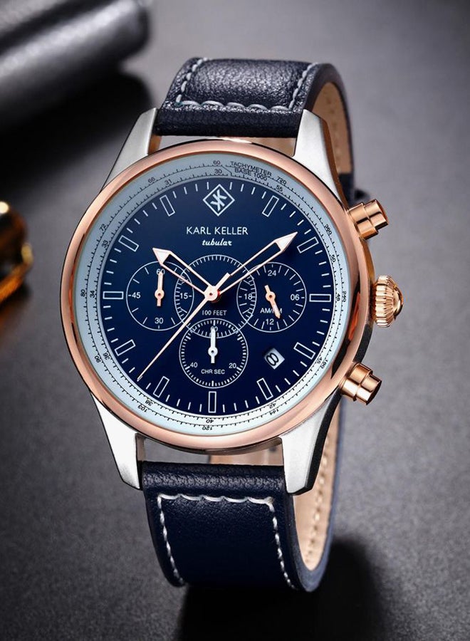 KARL KELLER Men's Leather Chronograph Watch KKVI6402 - Image 2