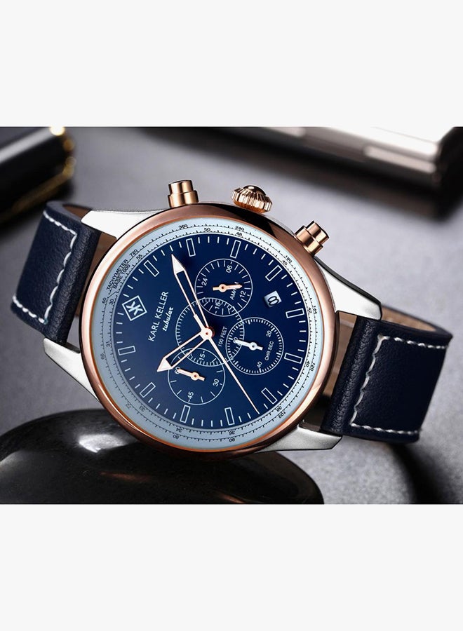 KARL KELLER Men's Leather Chronograph Watch KKVI6402 - Image 3