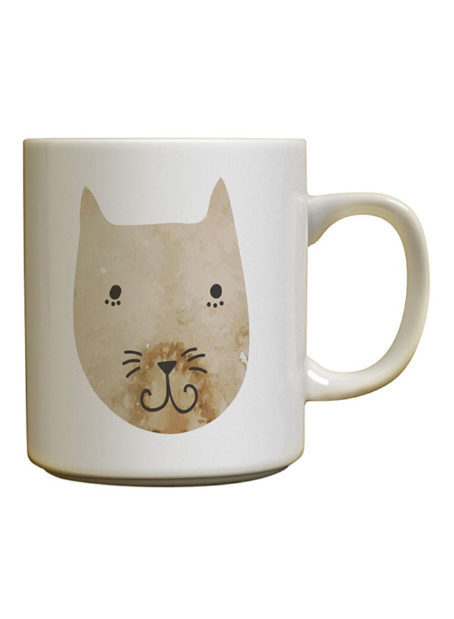 White Cat Design Ceramic Mug Multicolour