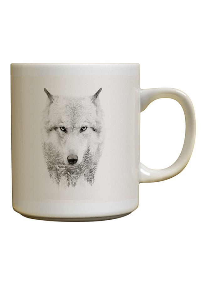 ديكالاك قدح من السيراميك بتصميم ذئب أبيض متعدد الألوان